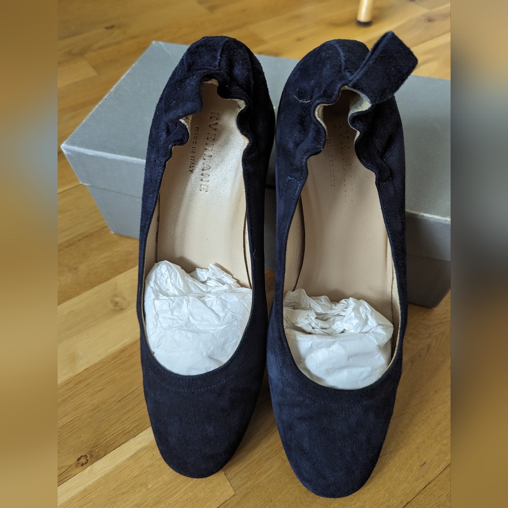 Everlane Day Heel in Navy Suede